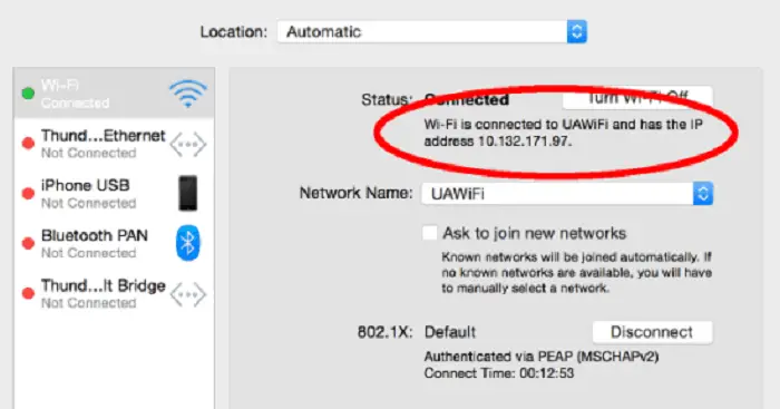 find ip address in macos