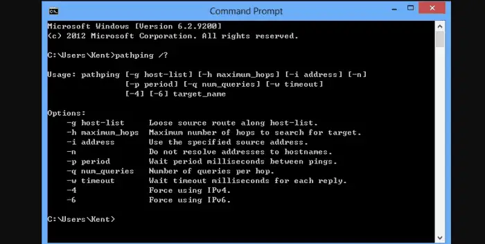 PathPing command prompt