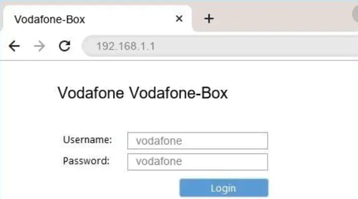 192.168.1.1 as your vodafone router ip