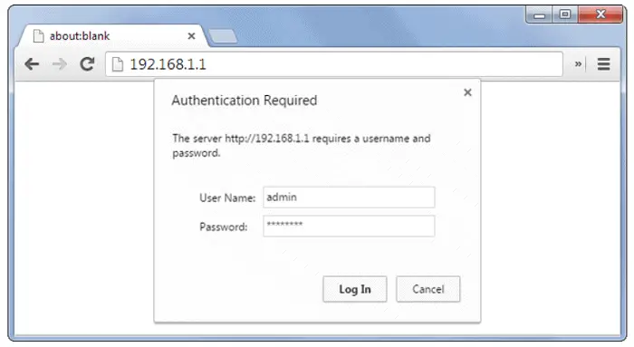 username and password of the router