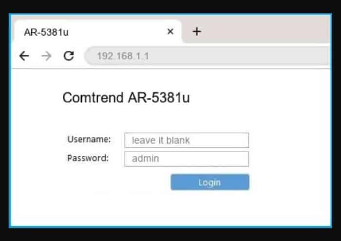 comtrend ar-5381u default login username and password