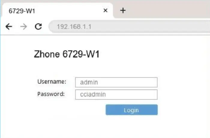 login credentials for zhone routers