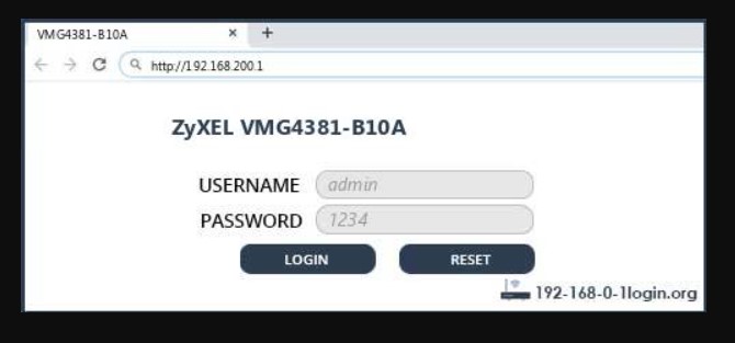 ZyXEL VMG4381-B10A Login credentials