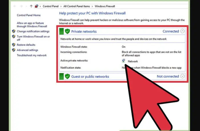 check firewall settings of your pc