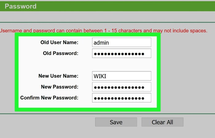 user name and password admin